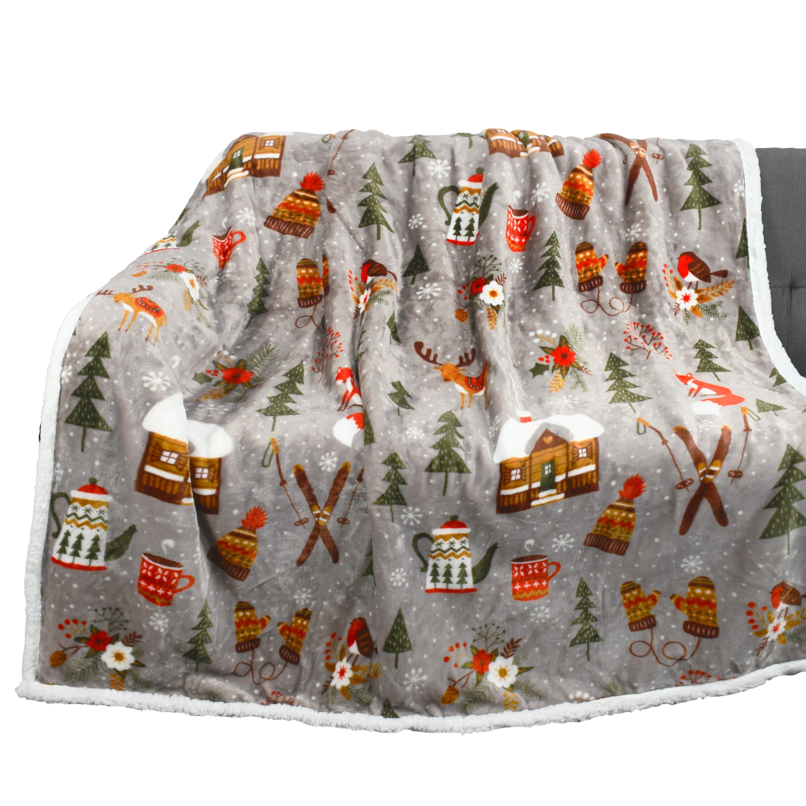 Catalonia Sherpa Throw Blanket, Super Soft Fleece Plush Sofa Couch Blanket, Tv Bed Blanket, Comfy Cozy Fluffy Warm, Christmas Th